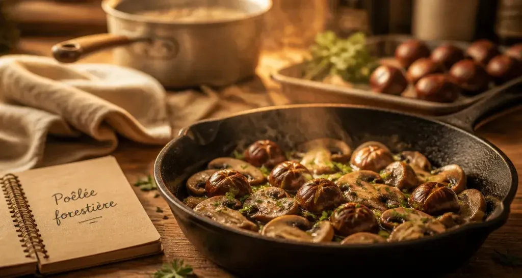 Recette marron : poêlée forestière aux marrons, champignons et persil