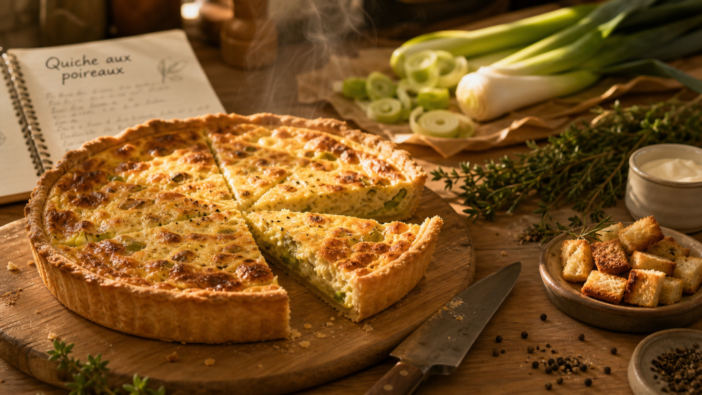 Recette salé : quiche aux poireaux dorée