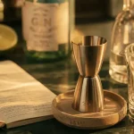Tableau dose alcool bar cl au comptoir, jigger et verre doseur 12 cl