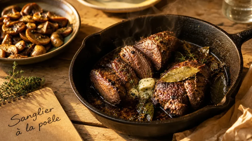 Sanglier à la poêle : le bon morceau, 12 à 24 h de marinade et une saisie courte pour une viande tendre