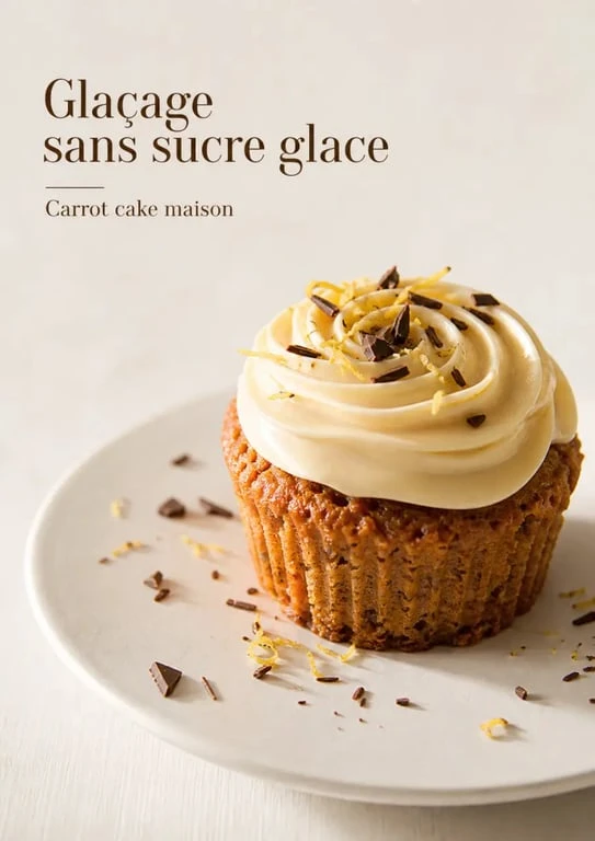 Gâteau avec glacage sans sucre glace crémeux et lisse sur assiette blanche