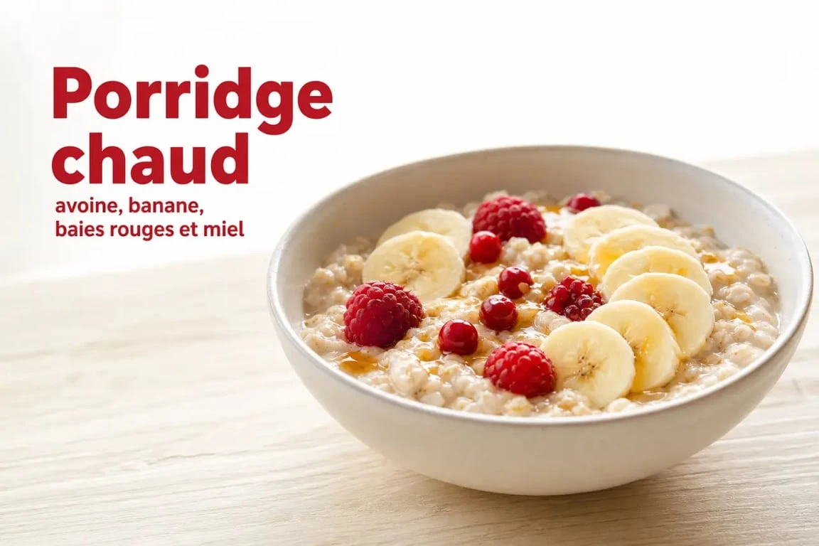 Bol de porridge à l'avoine chaud et gourmand, recette de porridge maison avec fruits frais