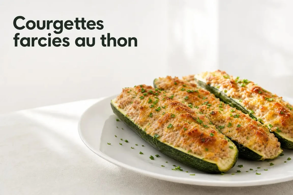 Courgettes farcies au thon prêtes à être dégustées dans une assiette