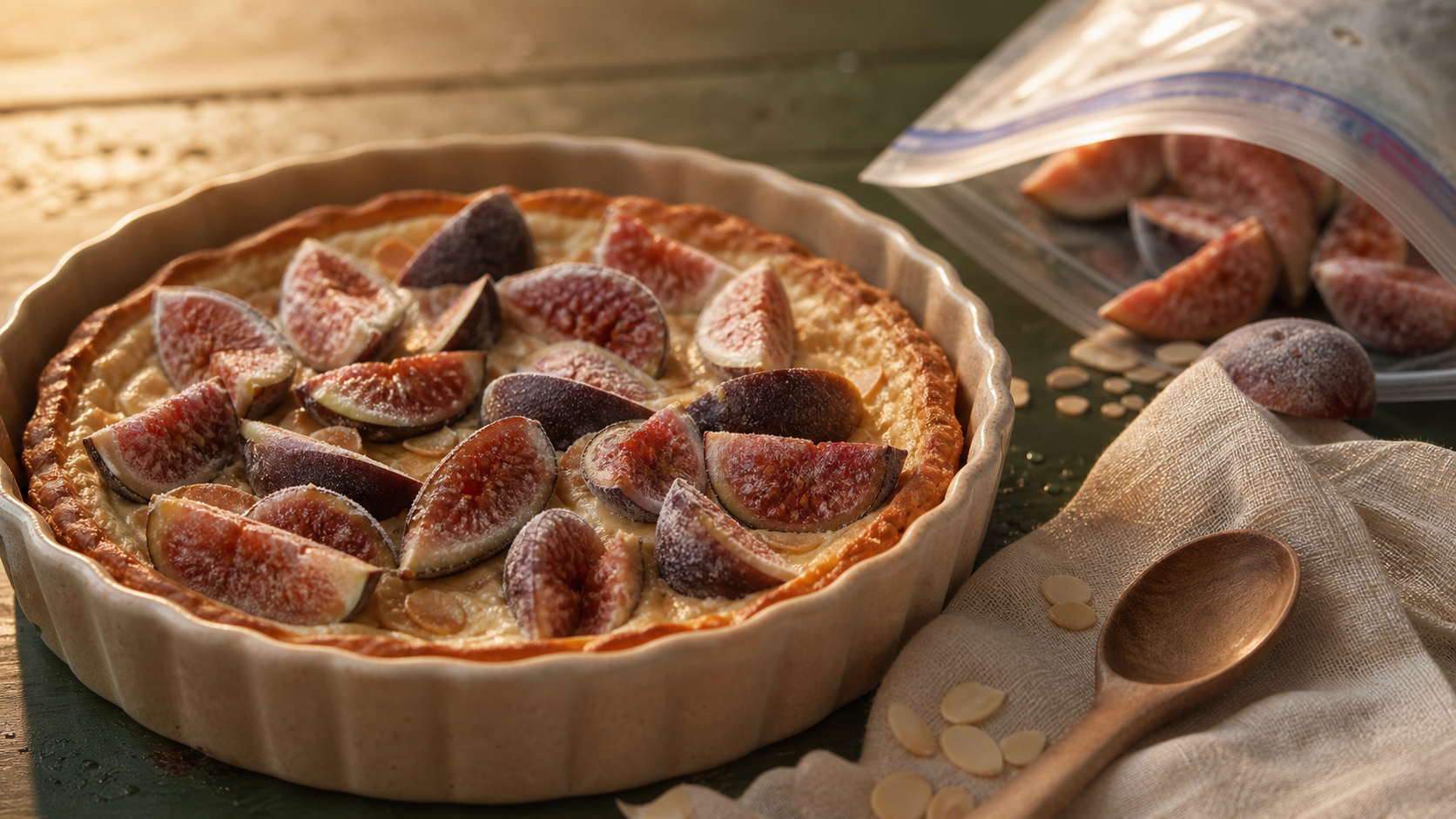 Tarte aux figues congelées, texture fondante et quartiers givrés