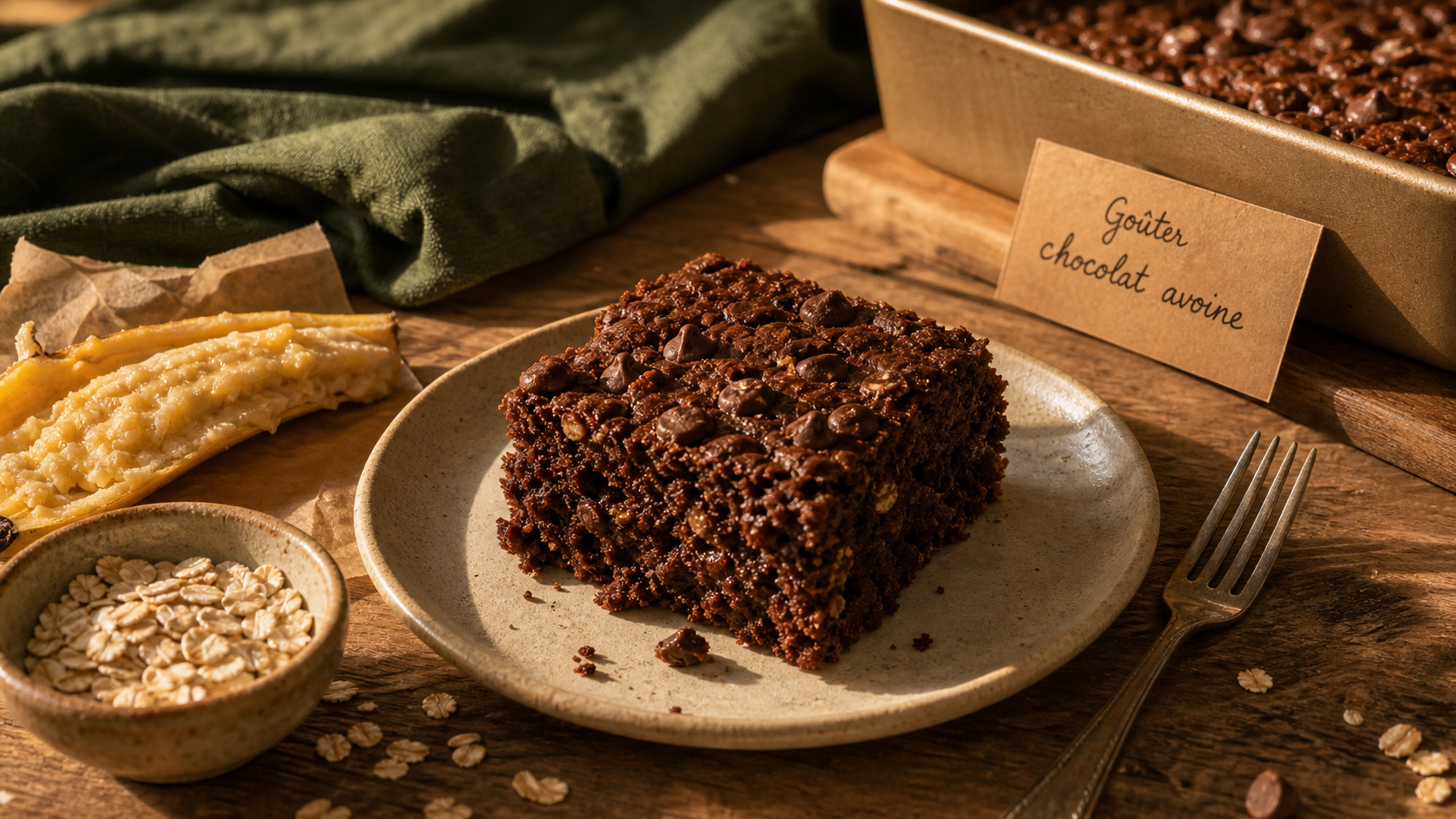 Gateau chocolat flocon d'avoine healthy moelleux, sans beurre, au chocolat
