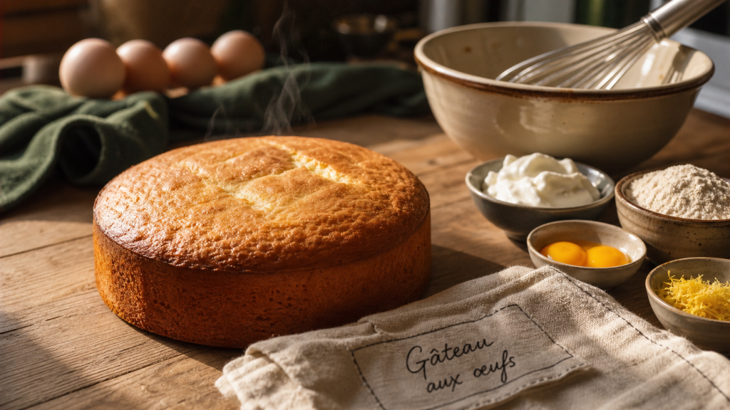 Gateau oeuf moelleux doré aux œufs, plan rapproché