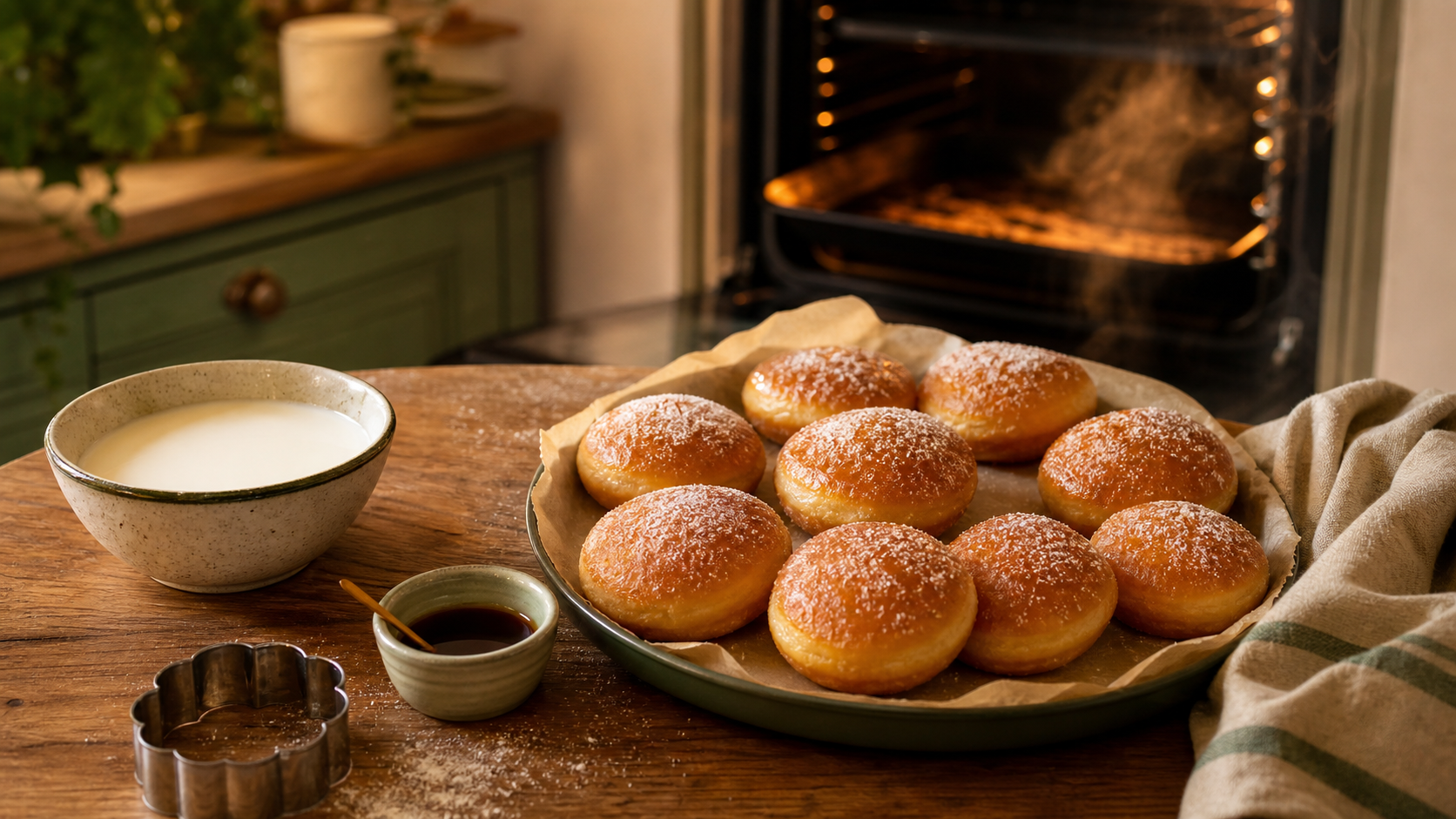 Recette des beignets au four moelleux dorés, sucre et beurre fondu