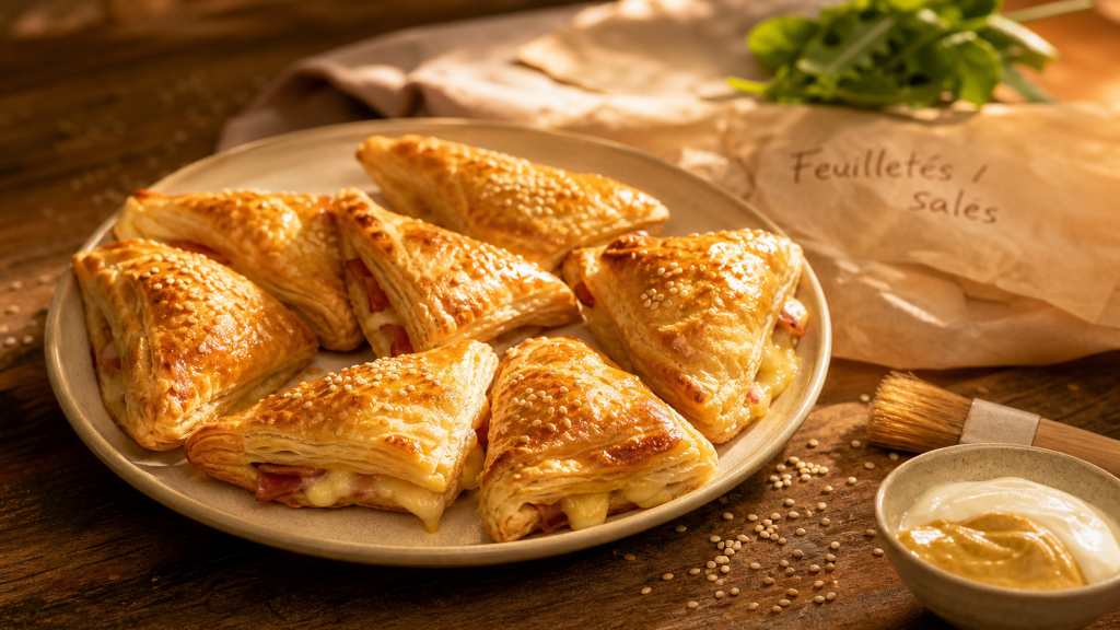 Recette feuilleté salé croustillant : feuilletés dorés au four