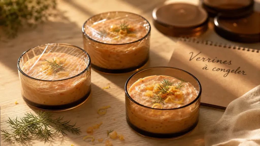 Verrine apéro à congeler, mousse saumon citron