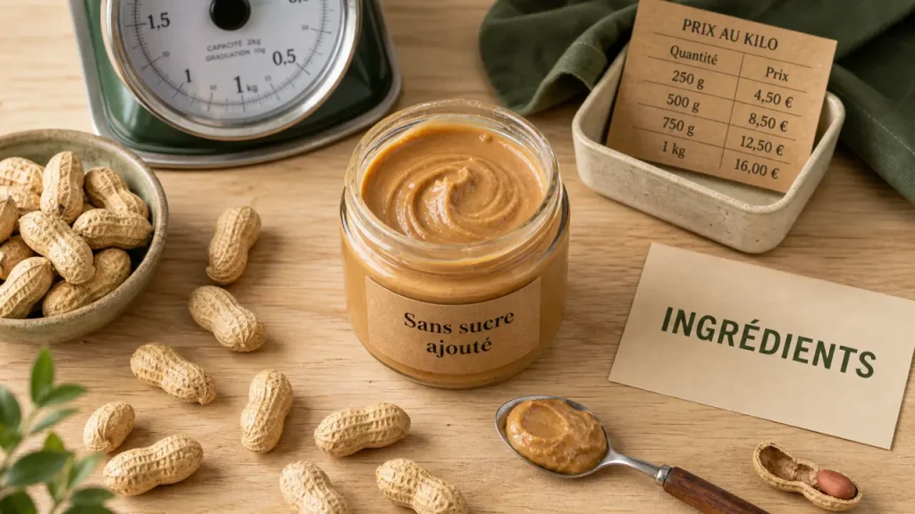 Beurre de cacahuète sans sucre : composition, prix au kilo et labels à vérifier