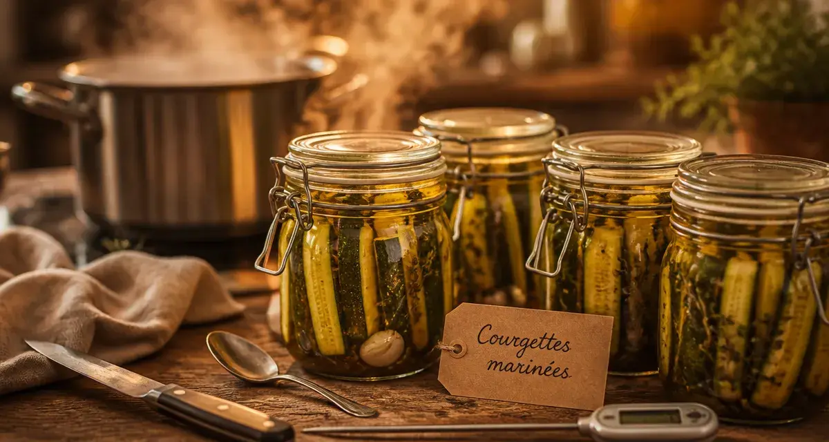 Courgette en conserve en bocaux : courgettes marinées à l’huile