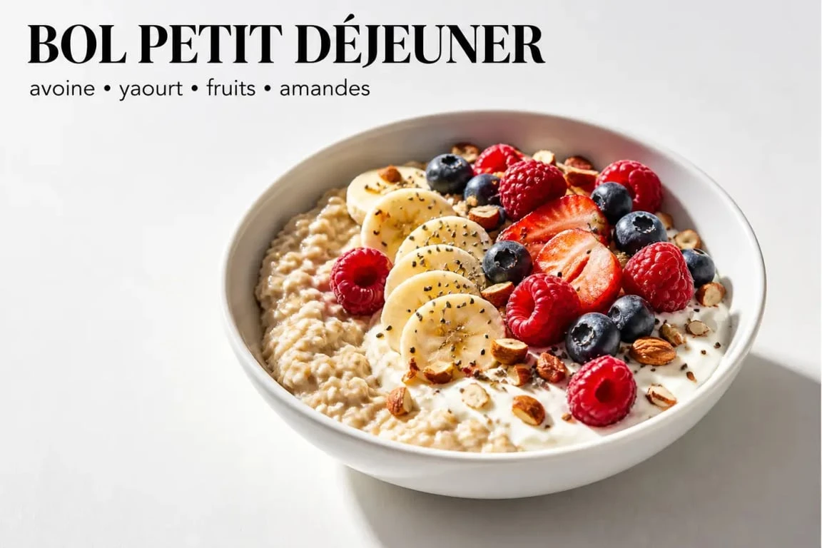 Petit dej équilibré recette de bowl avoine, banane et yaourt