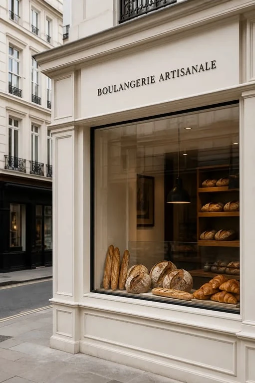 Boulangerie à Londres : devanture artisanale française avec pain au levain et viennoiseries