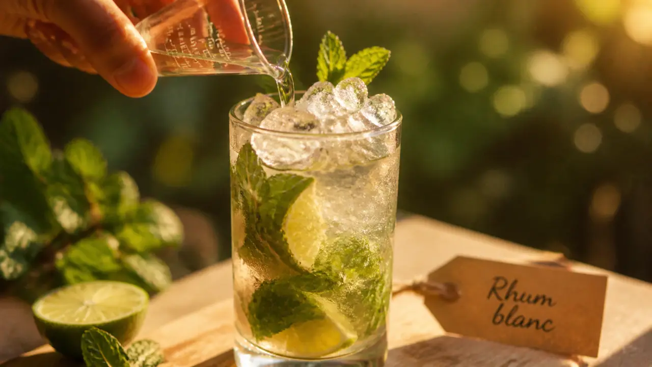 Mojito rhum blanc 4-5 cl, mojito alcool principal en volume