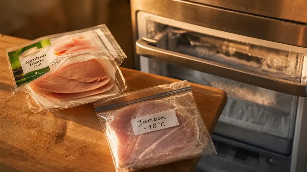Congeler le jambon blanc sans le gâcher, à -18 °C et par lots de 5 tranches