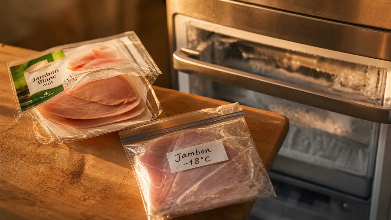 Peut on congeler le jambon blanc : sachet au -18°C, 5 tranches