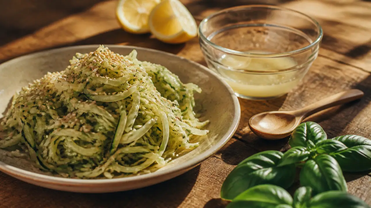 Salade courgette rapée citronnée, croquante