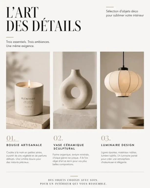 Sélection d'objets pour un cadeau déco maison élégant et design
