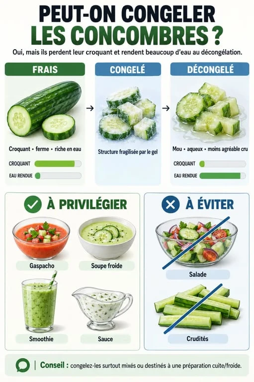 Peut-on congeler les concombres : comparaison entre concombre frais, congelé et décongelé