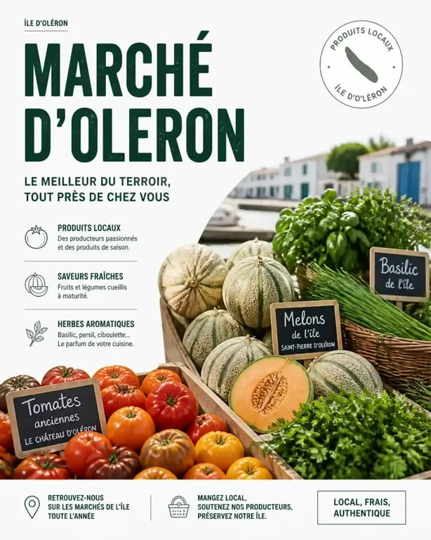 Produits frais et locaux sur un marché de l'île d'Oléron
