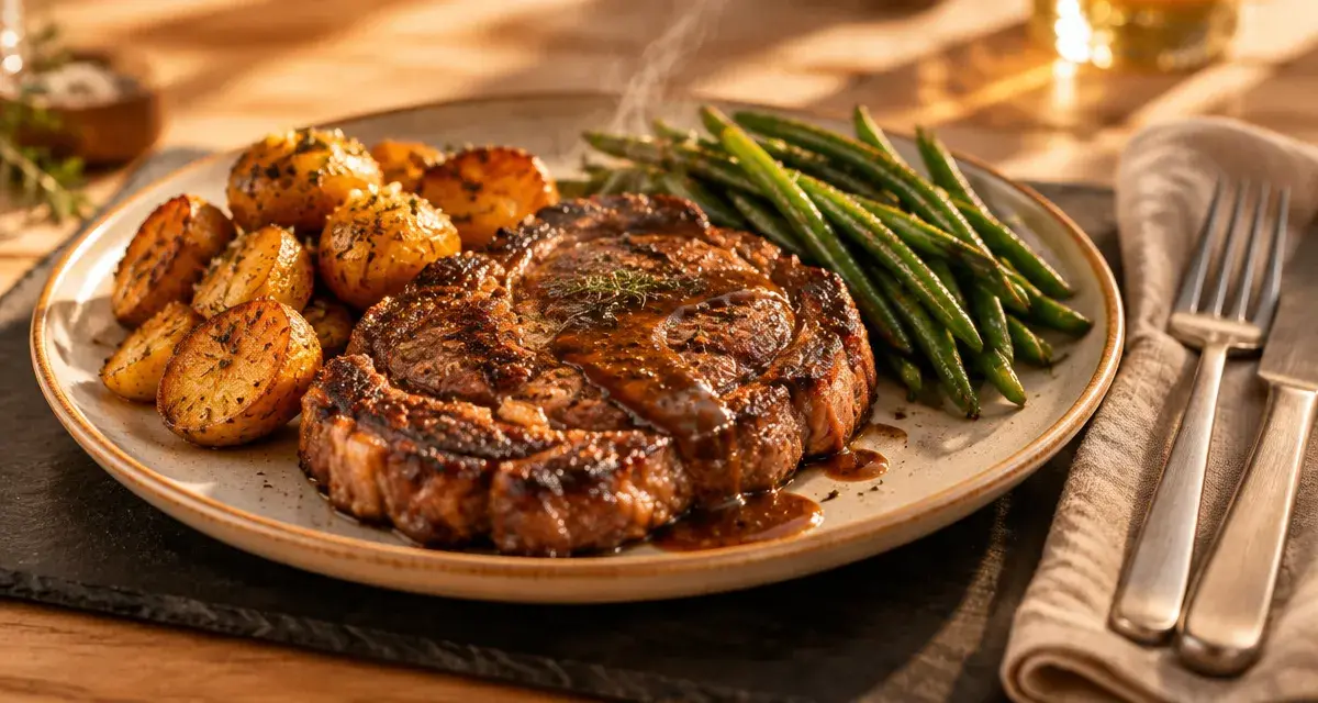 Accompagnements steak : frites dorées et sauce brune