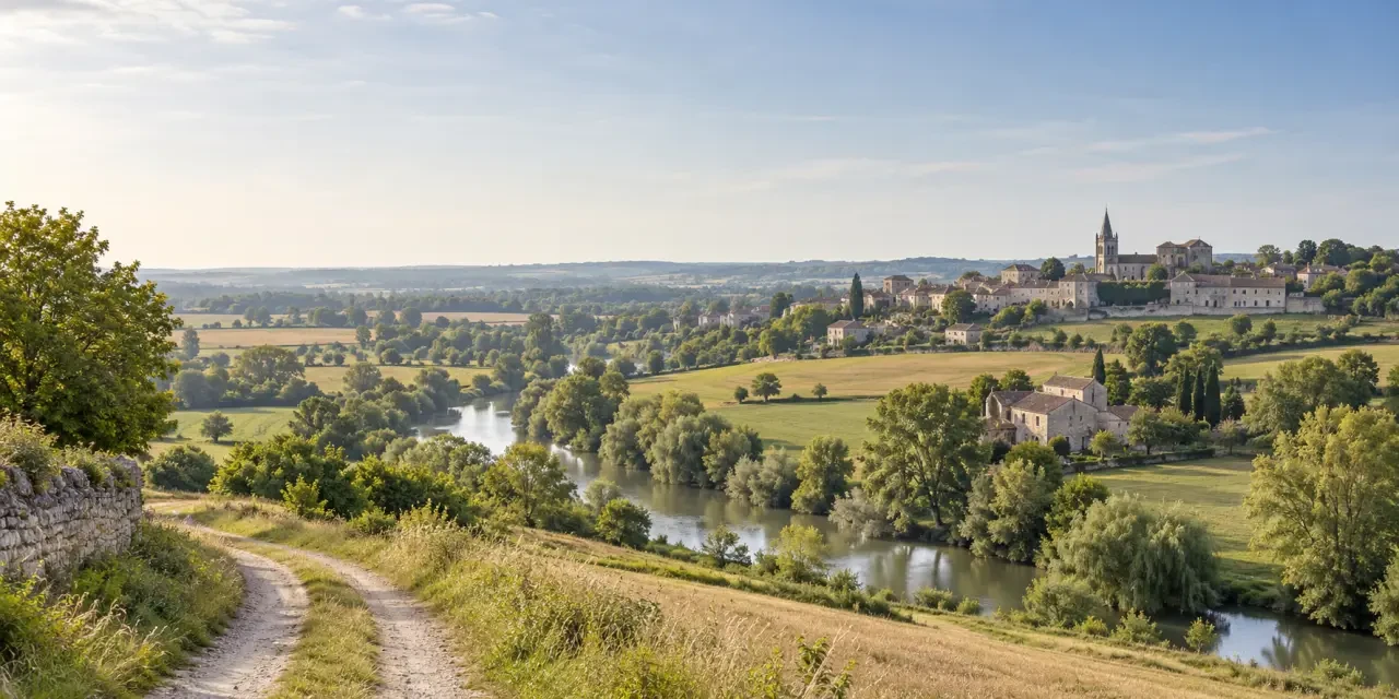 Paysage rural des val de saintonge entre vallée de la Boutonne et villages charentais