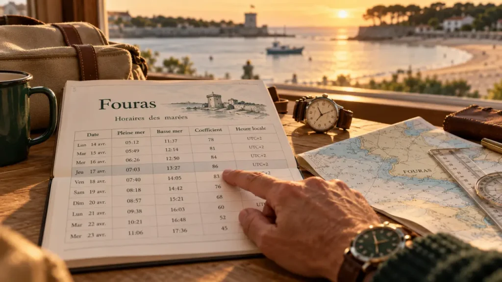 Horaires des marées à Fouras : lire les hauteurs sans confondre marée et profondeur
