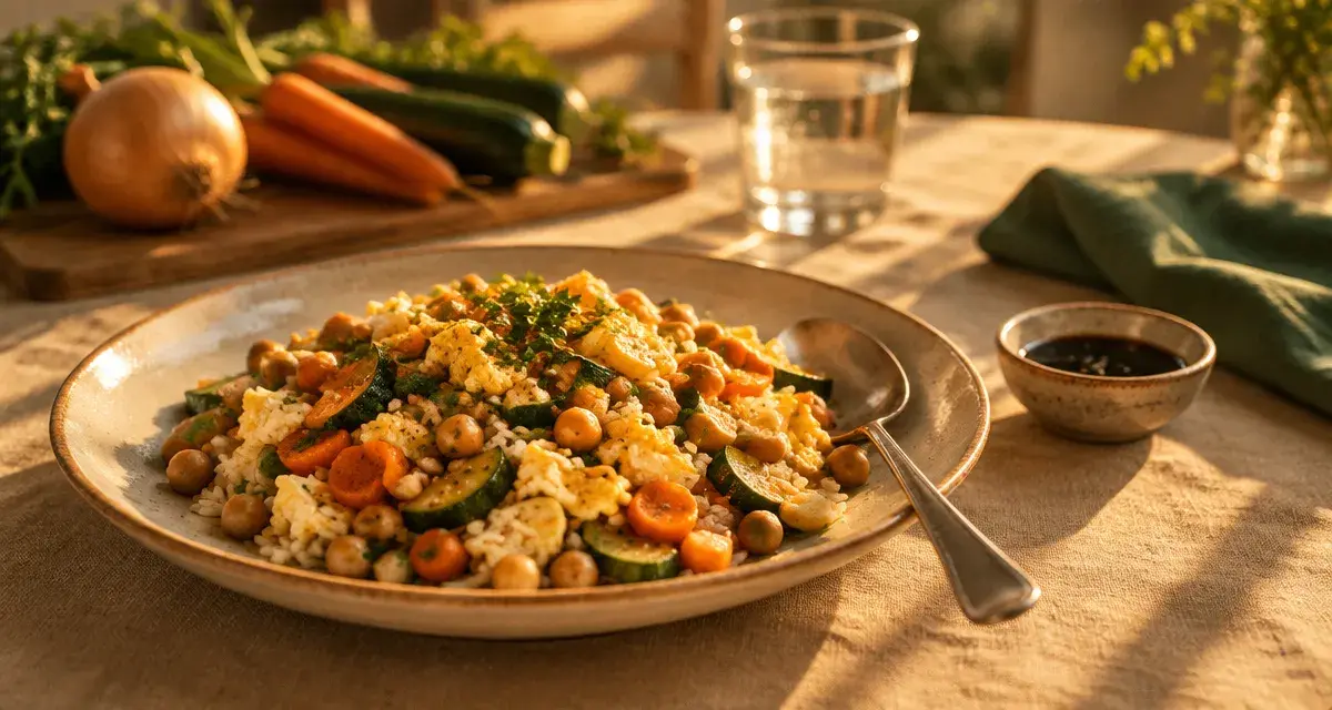 Le repas du soir : dîner facile et léger, poêlée riz et légumes