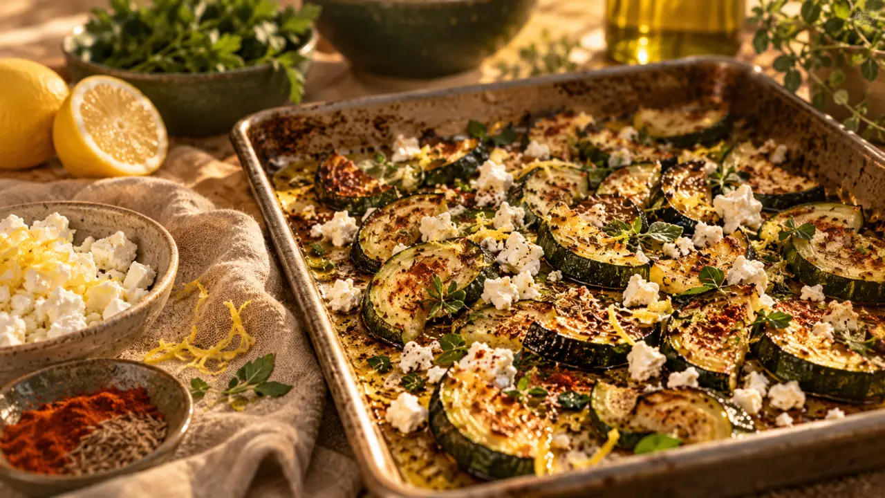 Quelles epices avec courgettes : courgettes rôties aux épices, feta et citron