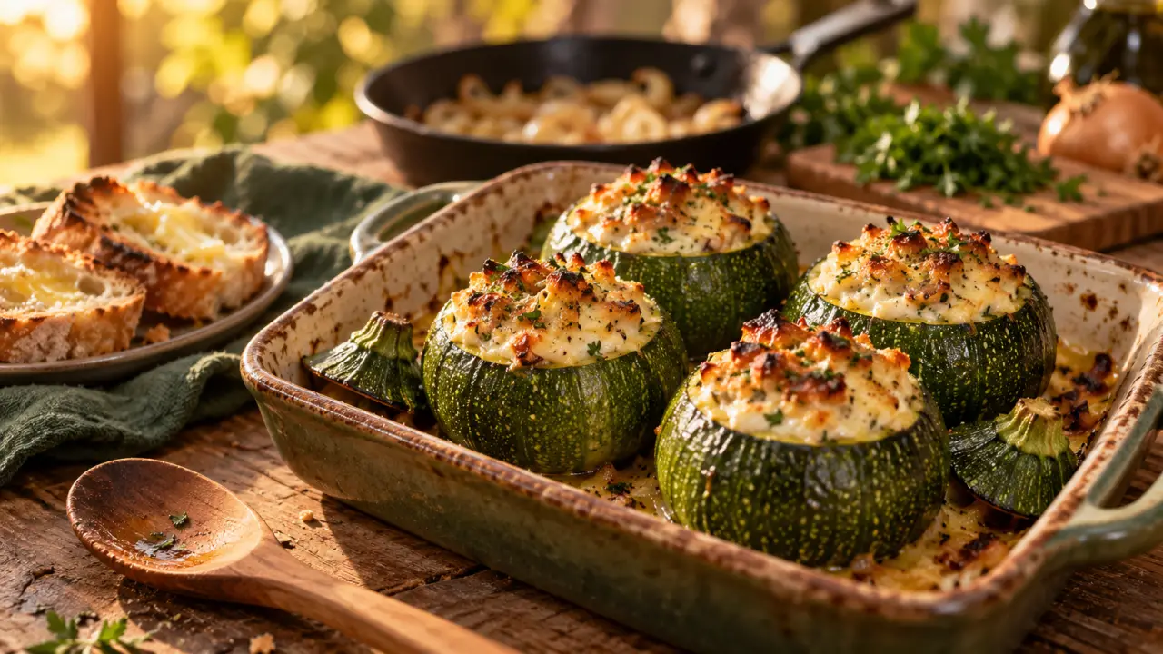 Recette courgette rondes farcies au chèvre fondant