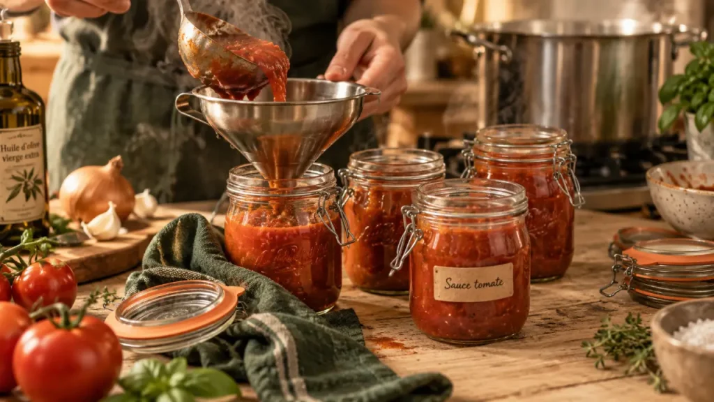 Sauce tomate pour conserve : la méthode précise, de la cuisson au stockage